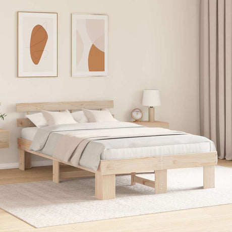 Vidaxl bedframe met hoofdeinde naturel 120 x 200 cm massief grenenhout