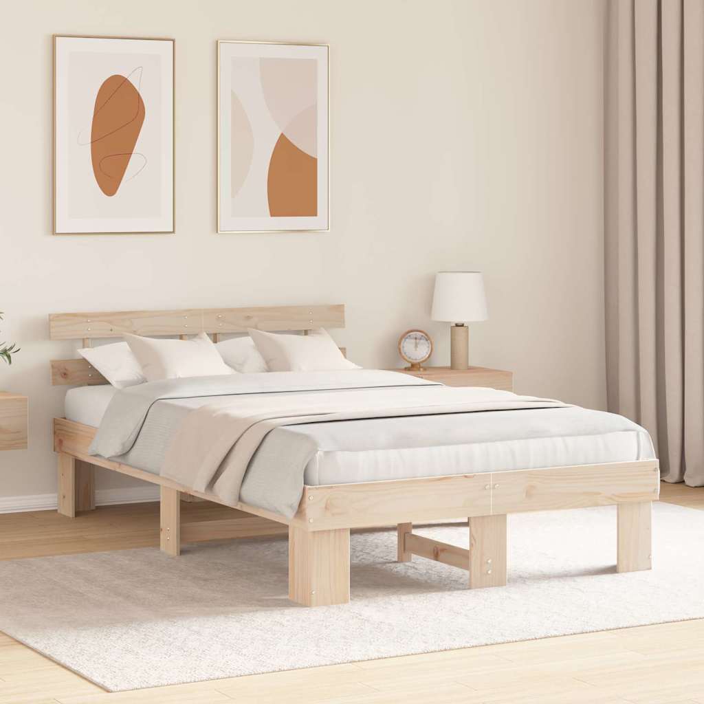 Vidaxl bedframe met hoofdeinde naturel 120 x 190 cm massief grenenhout