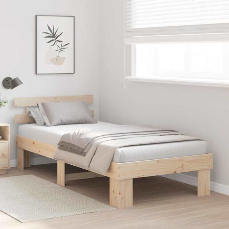 Vidaxl bedframe met hoofdeinde naturel 75 x 190 cm massief grenenhout