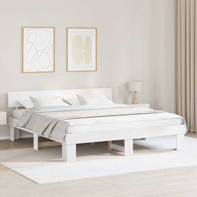 Vidaxl bedframe met hoofdeinde wit 180 x 200 cm massief grenenhout