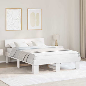 Vidaxl bedframe met hoofdeinde wit 160 x 200 cm massief grenenhout