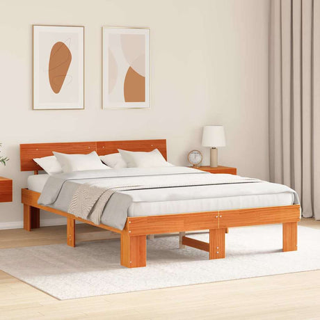 Vidaxl bedframe wasbruin 140 x 200 cm massief grenenhout