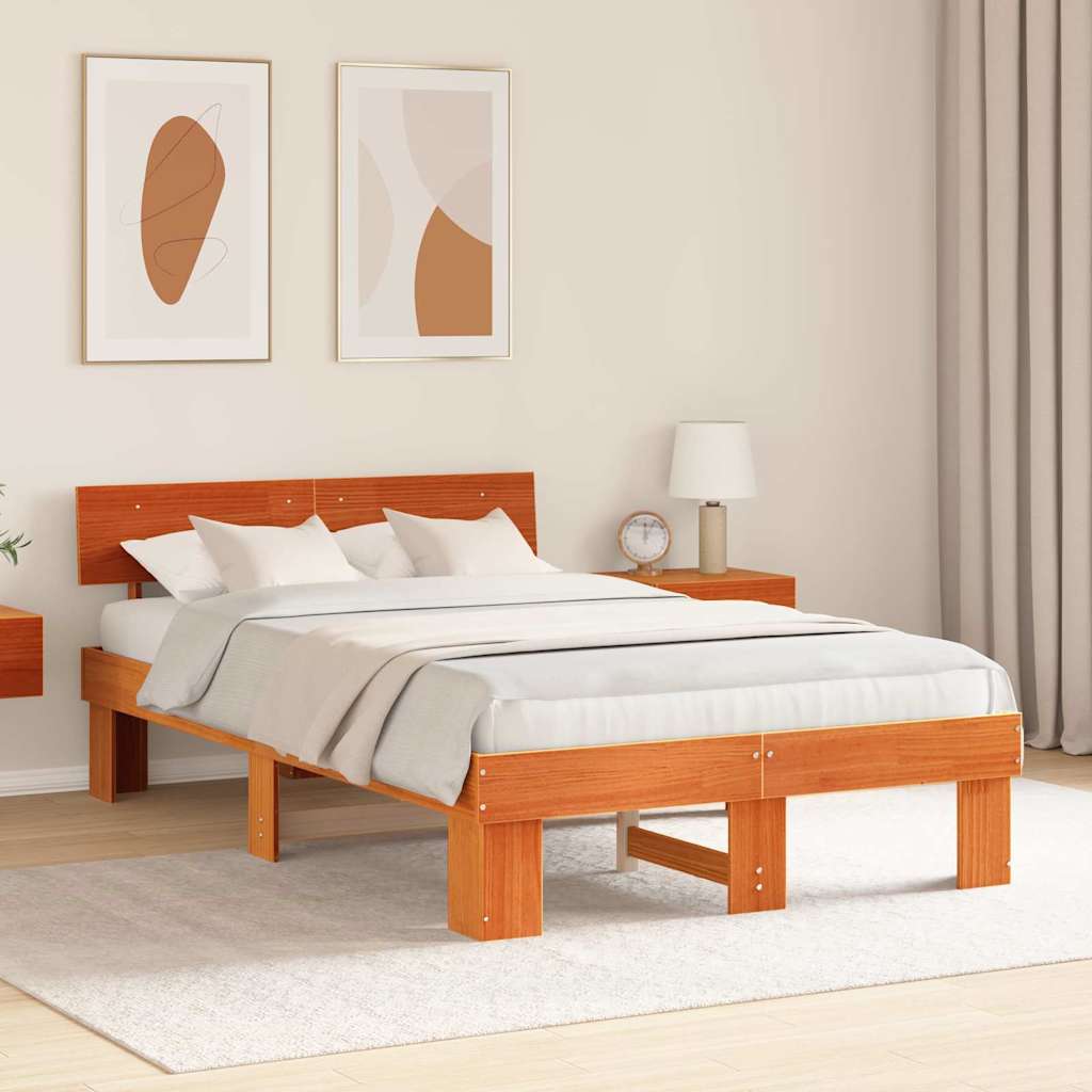 Vidaxl bedframe wasbruin 120 x 200 cm massief grenenhout