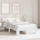 Vidaxl bedframe met hoofdeinde wit 135 x 190 cm massief grenenhout