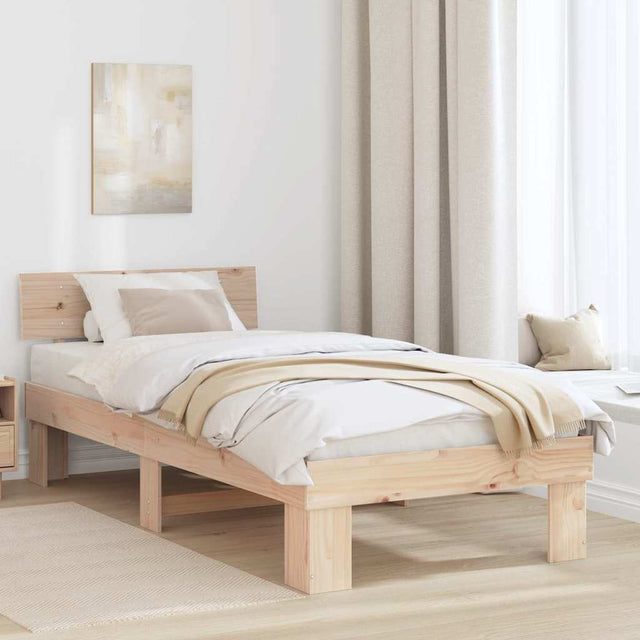 Vidaxl bedframe met hoofdeinde naturel 80 x 200 cm massief grenenhout