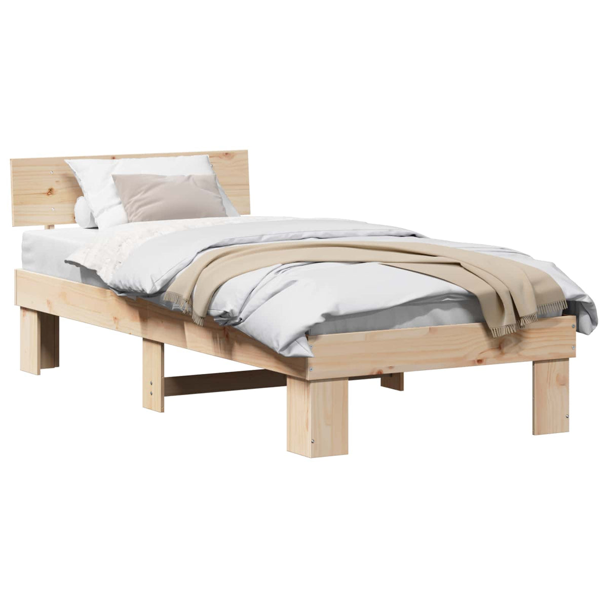 Vidaxl bedframe met hoofdeinde naturel 80 x 200 cm massief grenenhout