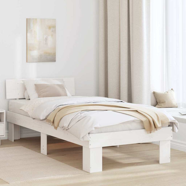 Vidaxl bedframe met hoofdeinde wit 80 x 200 cm massief grenenhout
