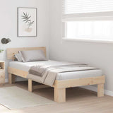 Vidaxl bedframe met hoofdeinde naturel 75 x 190 cm massief grenenhout