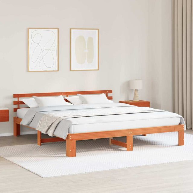 Vidaxl bedframe wasbruin 200 x 200 cm massief grenenhout