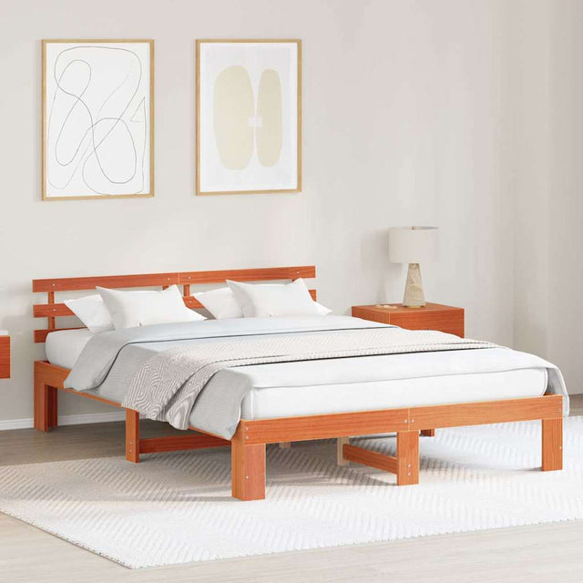 Vidaxl bedframe wasbruin 160 x 200 cm massief grenenhout