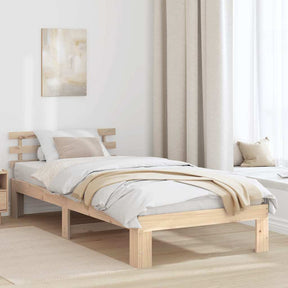 Vidaxl bedframe met hoofdeinde naturel 100 x 200 cm massief grenenhout