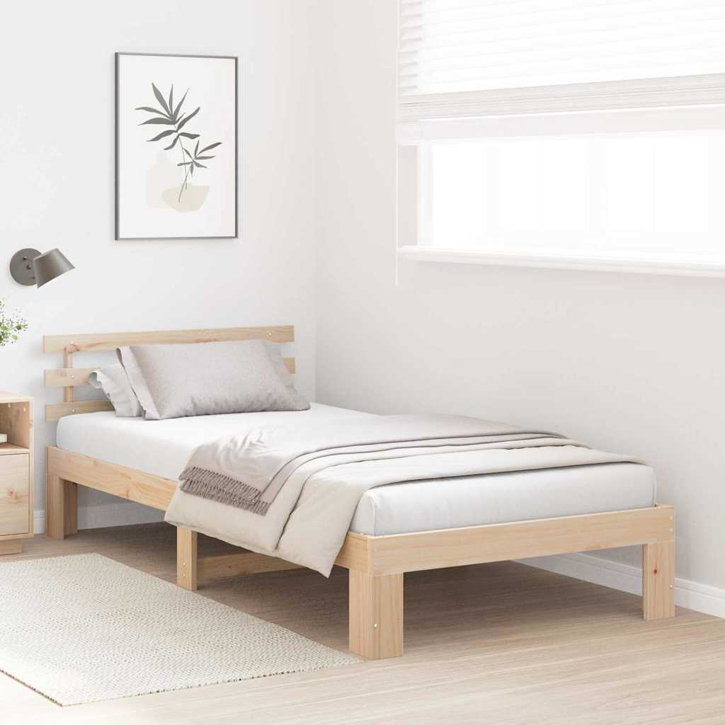 Vidaxl bedframe met hoofdeinde naturel 100 x 200 cm massief grenenhout