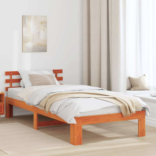 Vidaxl bedframe wasbruin 100 x 200 cm massief grenenhout