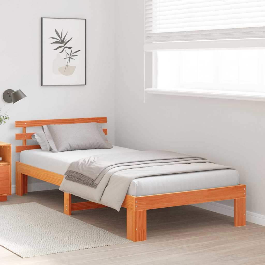 Vidaxl bedframe wasbruin 100 x 200 cm massief grenenhout