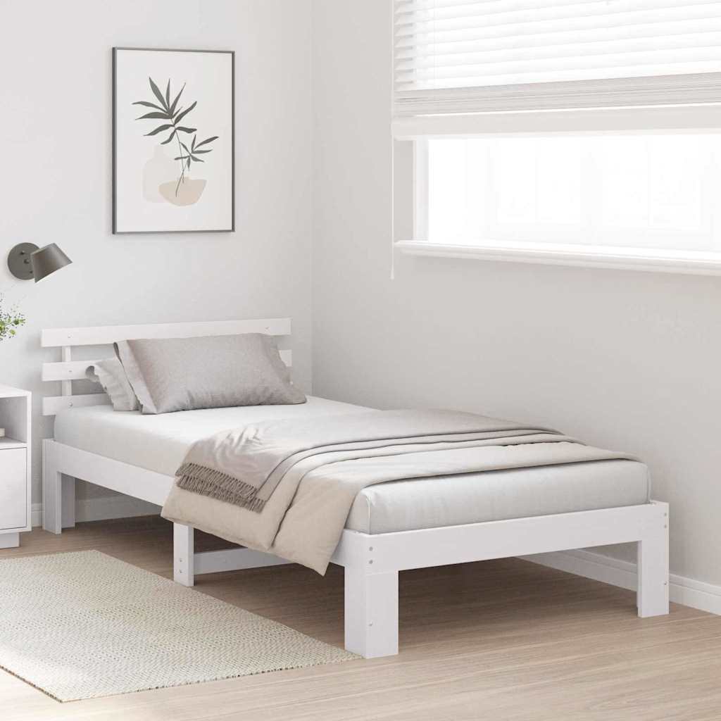 Vidaxl bedframe met hoofdeinde wit 80 x 200 cm massief grenenhout