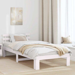 Vidaxl bedframe met hoofdeinde wit 75 x 190 cm massief grenenhout