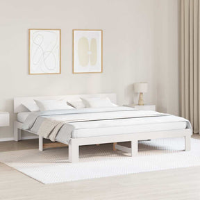Vidaxl bedframe met hoofdeinde wit 200 x 200 cm massief grenenhout