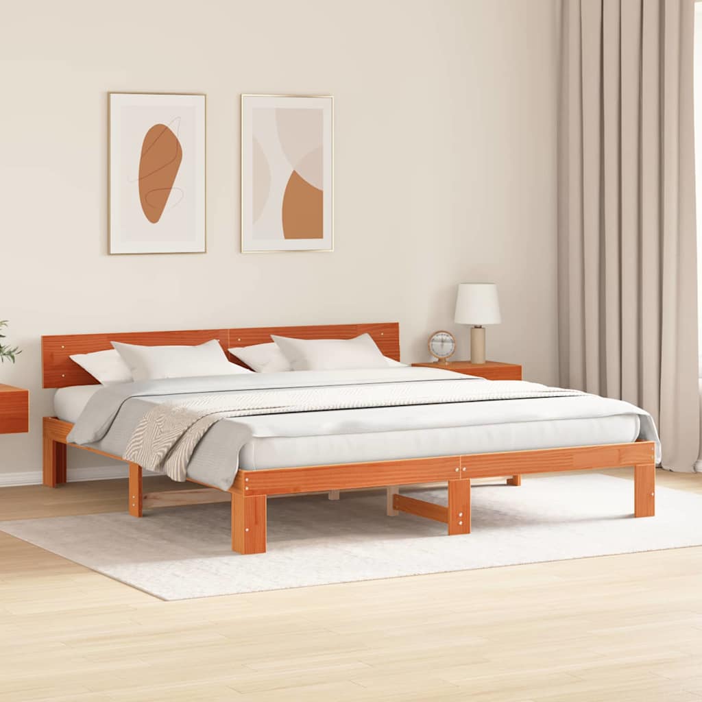 Vidaxl bedframe wasbruin 180 x 200 cm massief grenenhout