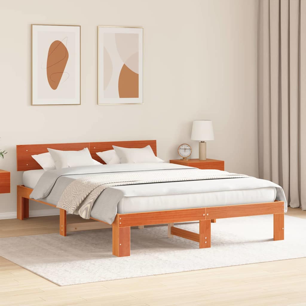 Vidaxl bedframe wasbruin 160 x 200 cm massief grenenhout
