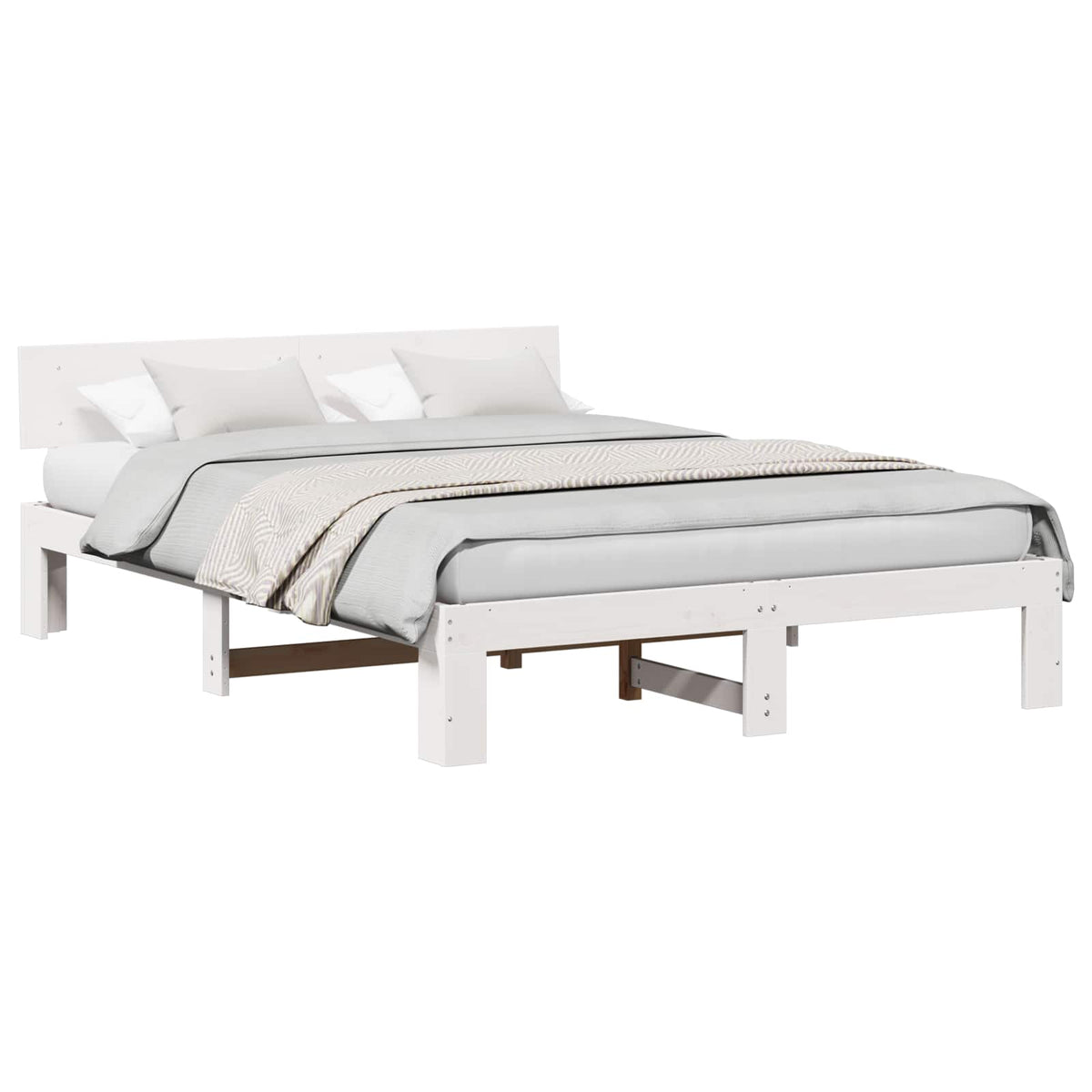 Vidaxl bedframe met hoofdeinde wit 140 x 200 cm massief grenenhout