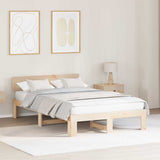 Vidaxl bedframe met hoofdeinde naturel 135 x 190 cm massief grenenhout