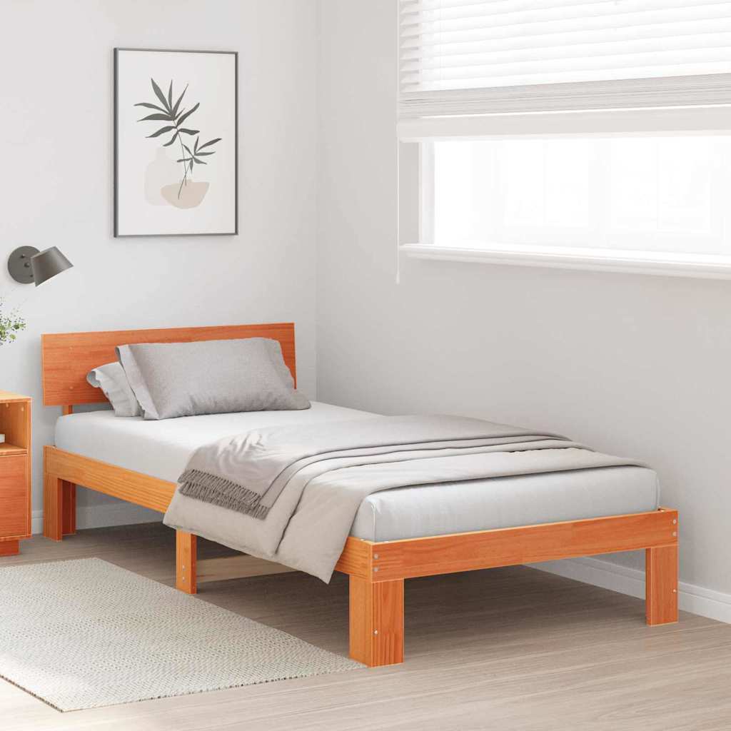 Vidaxl bedframe wasbruin 100 x 200 cm massief grenenhout