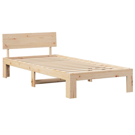 Vidaxl bedframe met hoofdeinde naturel 90 x 200 cm massief grenenhout
