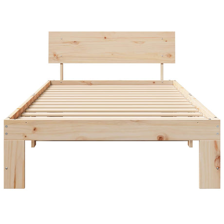 Vidaxl bedframe met hoofdeinde naturel 90 x 200 cm massief grenenhout