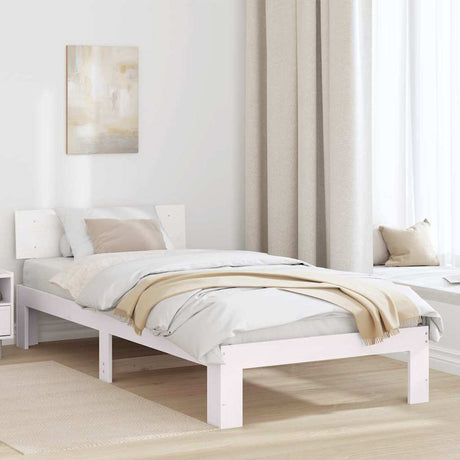 Vidaxl bedframe met hoofdeinde wit 75 x 190 cm massief grenenhout