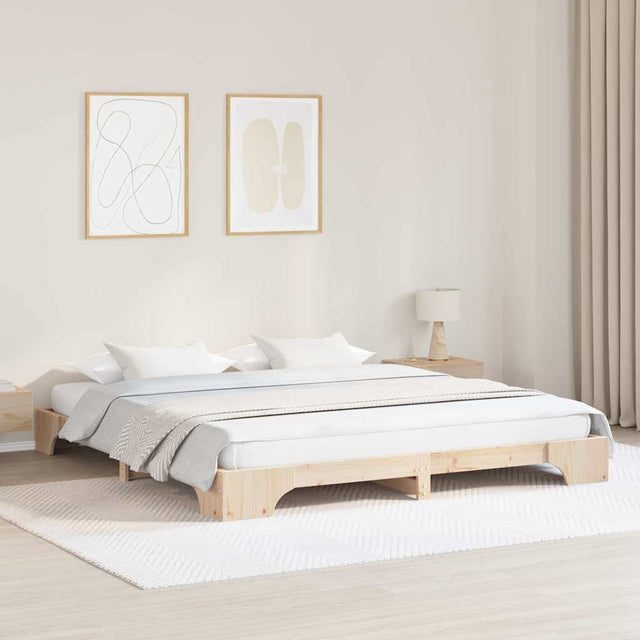 Vidaxl bedframe naturel 180 x 200 cm massief grenenhout