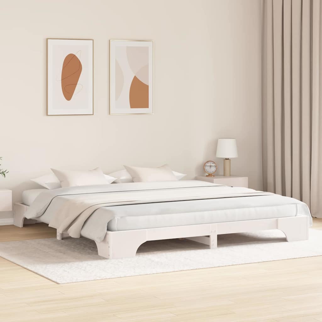 Vidaxl bedframe wit 180 x 200 cm massief grenenhout