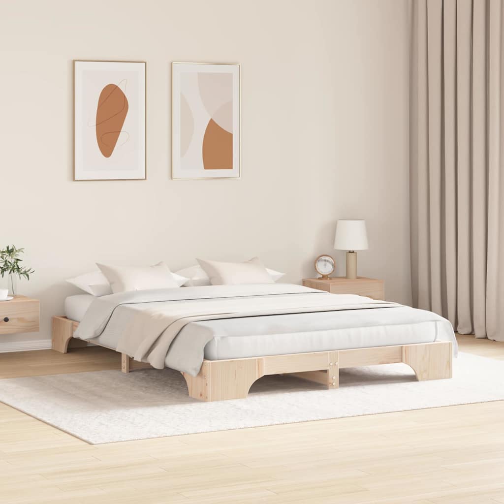 Vidaxl bedframe naturel 160 x 200 cm massief grenenhout