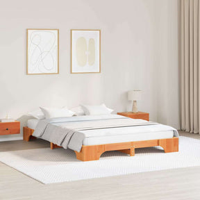 Vidaxl bedframe wasbruin 160 x 200 cm massief grenenhout
