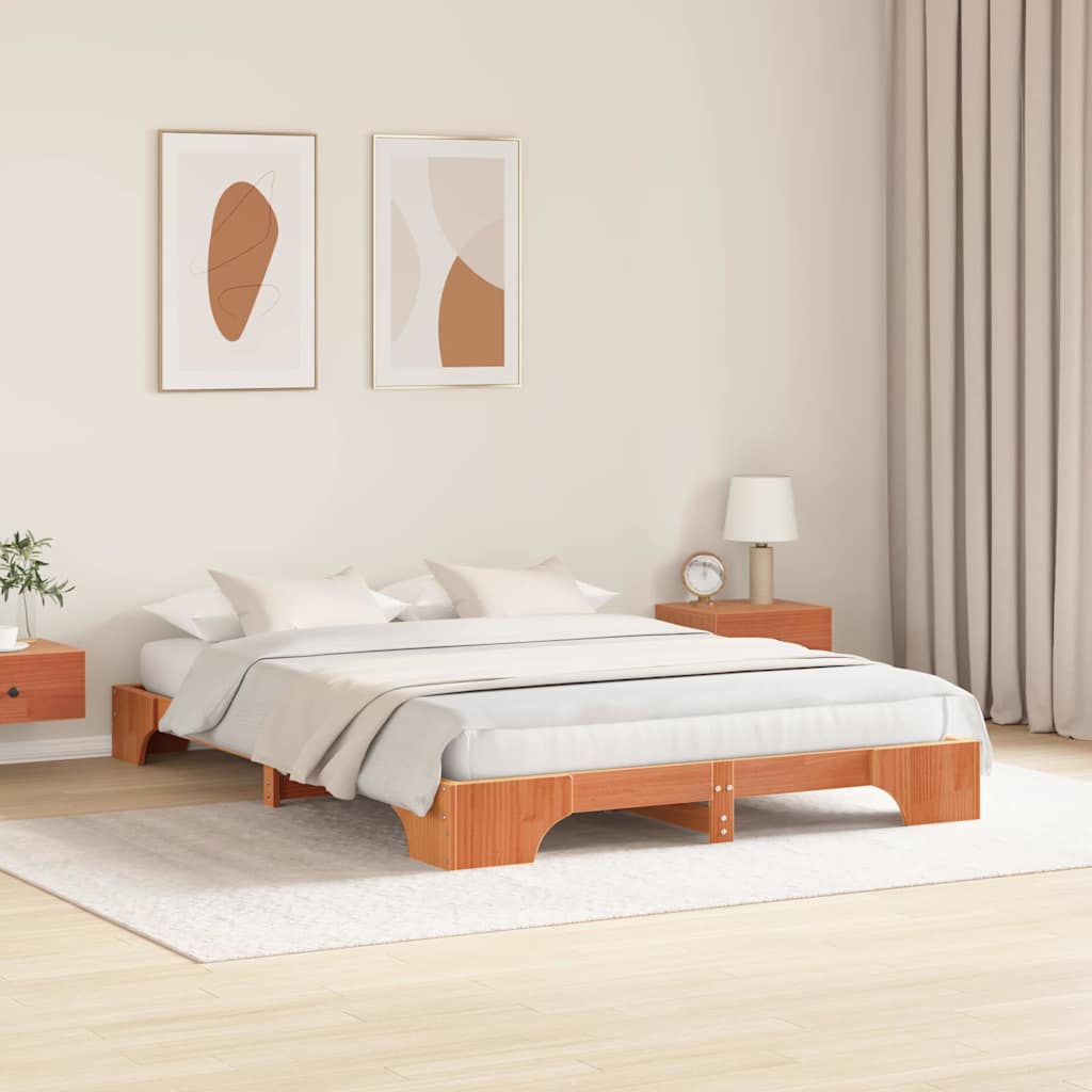 Vidaxl bedframe wasbruin 160 x 200 cm massief grenenhout
