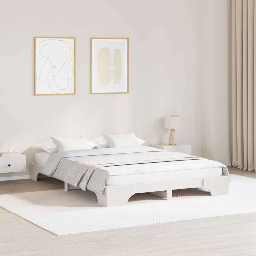 Vidaxl bedframe wit 140 x 200 cm massief grenenhout
