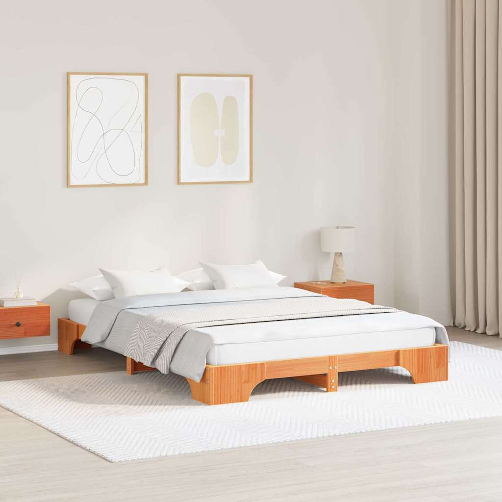 Vidaxl bedframe wasbruin 140 x 200 cm massief grenenhout