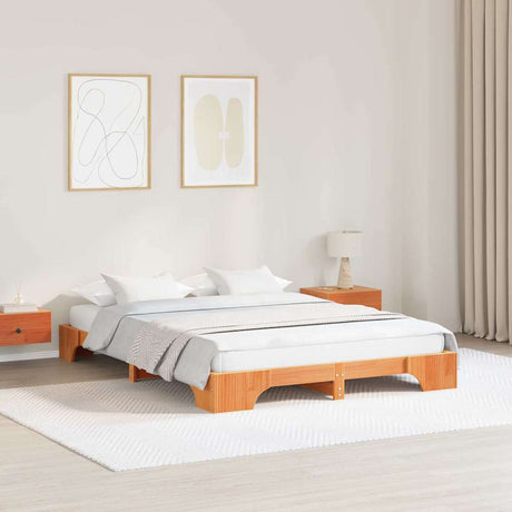 Vidaxl bedframe wasbruin 140 x 200 cm massief grenenhout