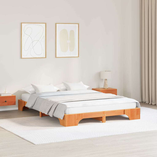 Vidaxl bedframe wasbruin 140 x 200 cm massief grenenhout