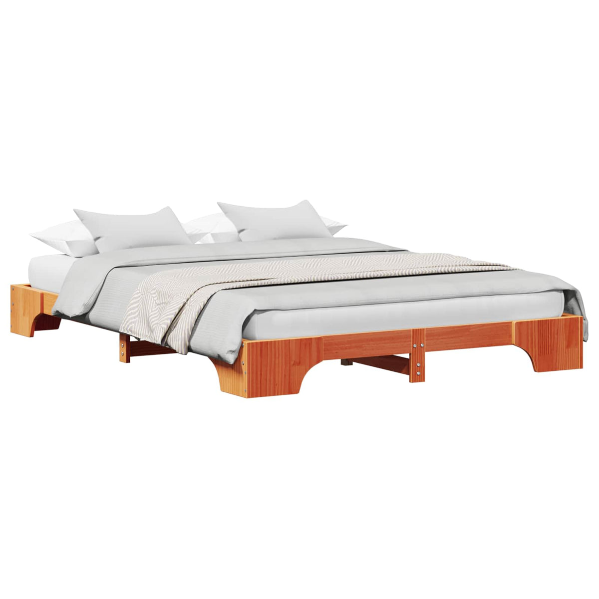 Vidaxl bedframe wasbruin 140 x 200 cm massief grenenhout