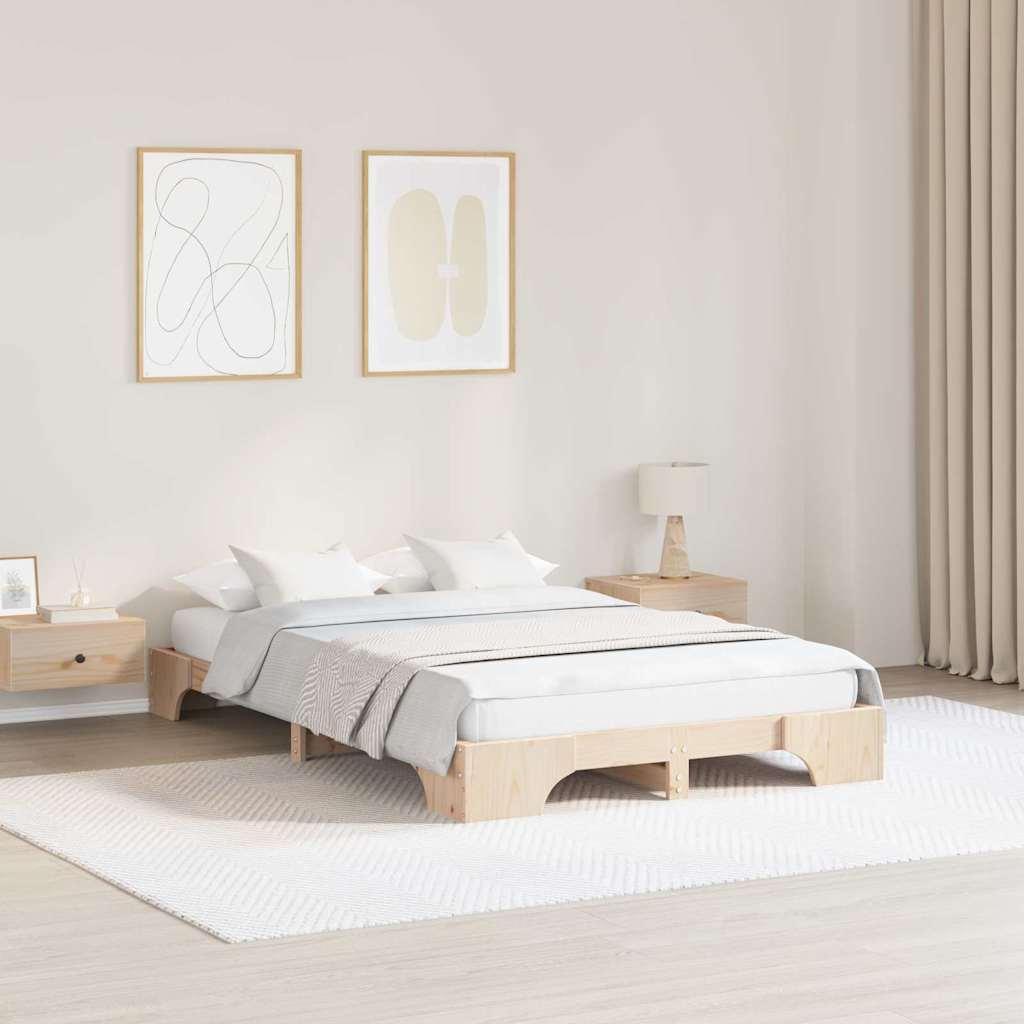 Vidaxl bedframe naturel 120 x 200 cm massief grenenhout