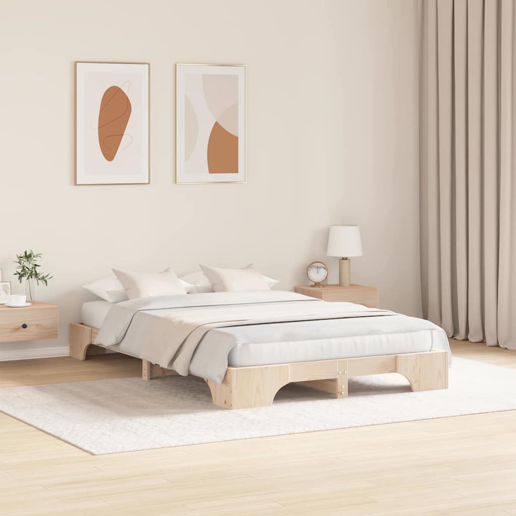 Vidaxl bedframe naturel 120 x 200 cm massief grenenhout