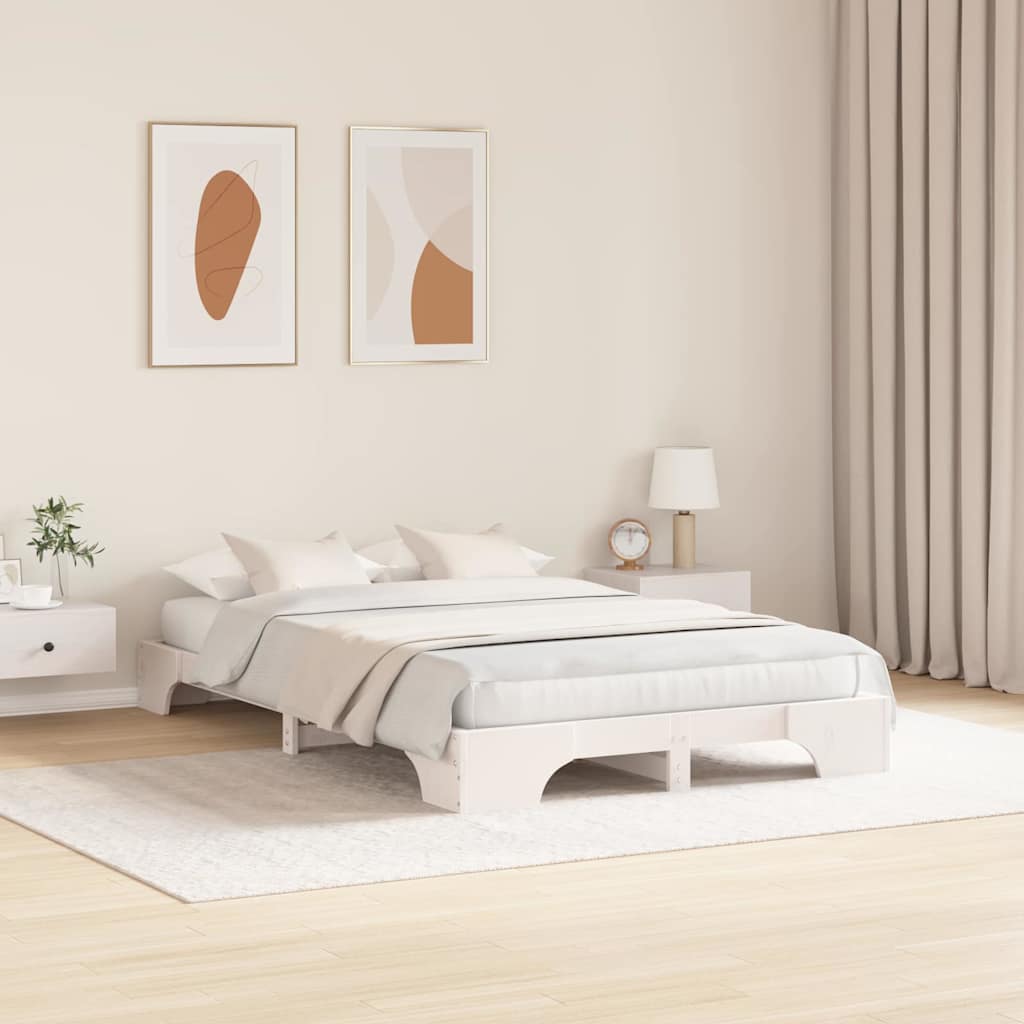 Vidaxl bedframe wit 140 x 190 cm massief grenenhout