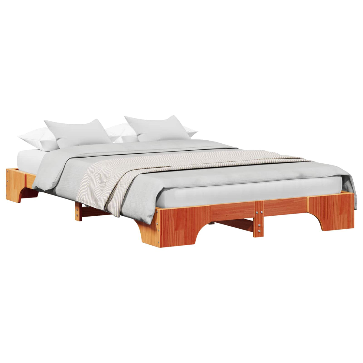 Vidaxl bedframe wasbruin 120 x 190 cm massief grenenhout