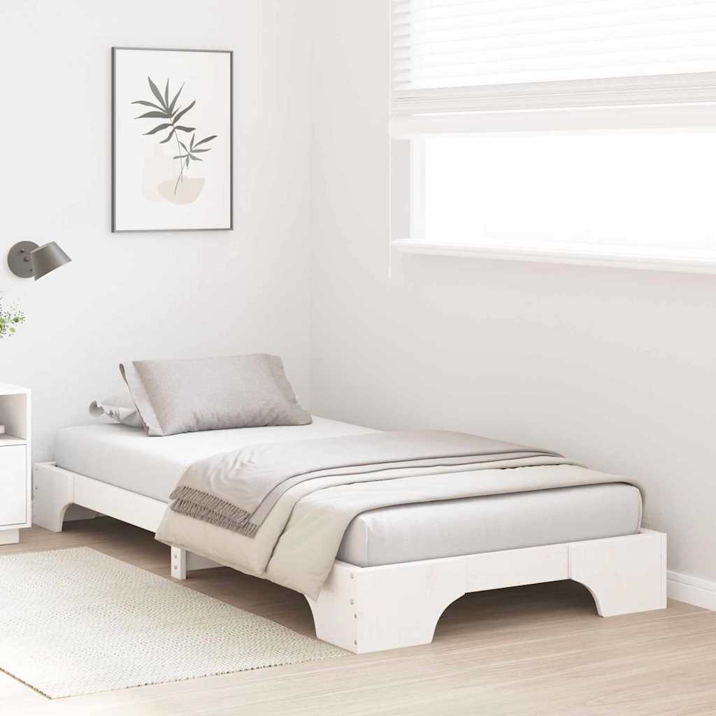 Vidaxl bedframe wit 100 x 200 cm massief grenenhout