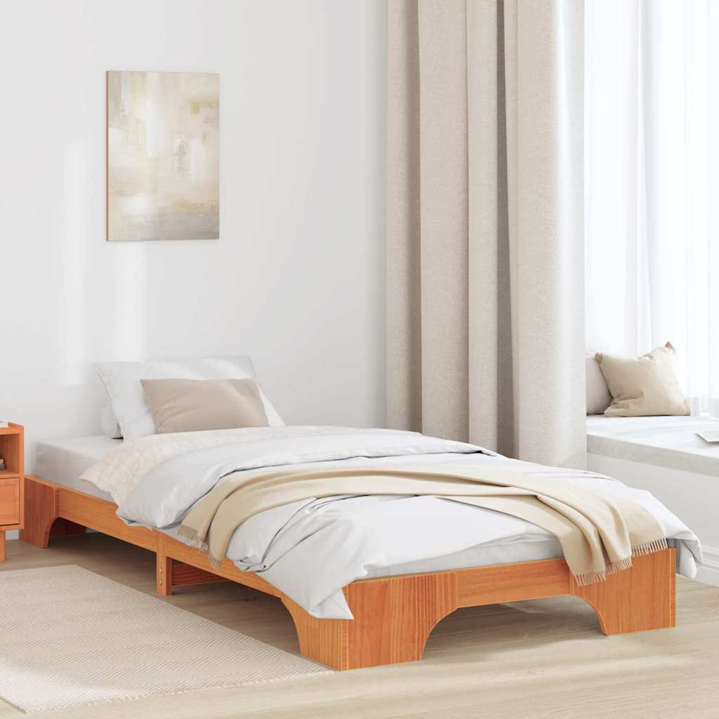 Vidaxl bedframe wasbruin 80 x 200 cm massief grenenhout
