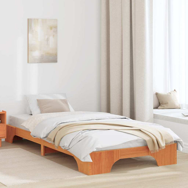 Vidaxl bedframe wasbruin 80 x 200 cm massief grenenhout