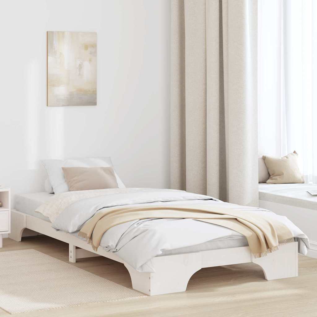 Vidaxl bedframe wit 75 x 190 cm massief grenenhout