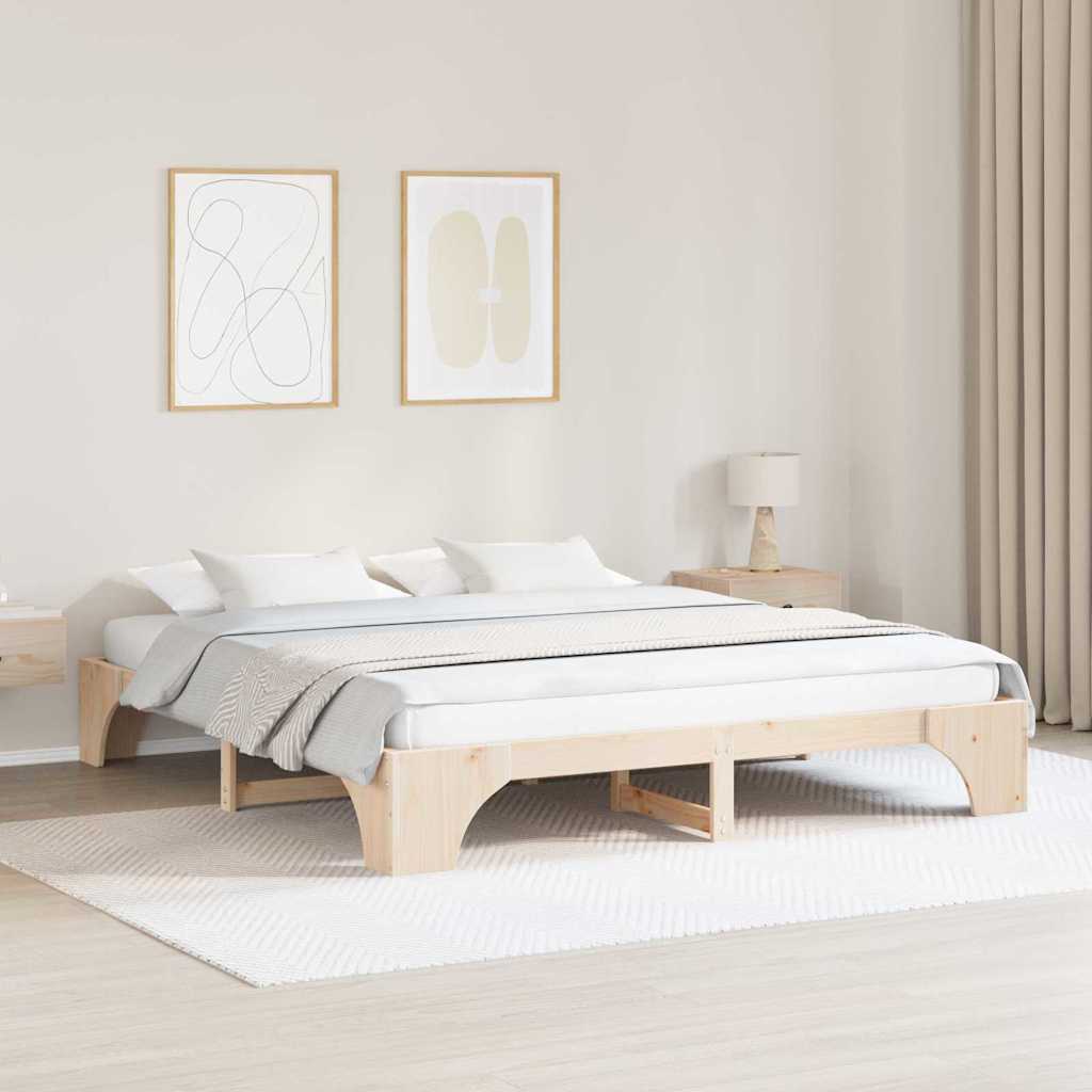 Vidaxl bedframe naturel 180 x 200 cm massief grenenhout
