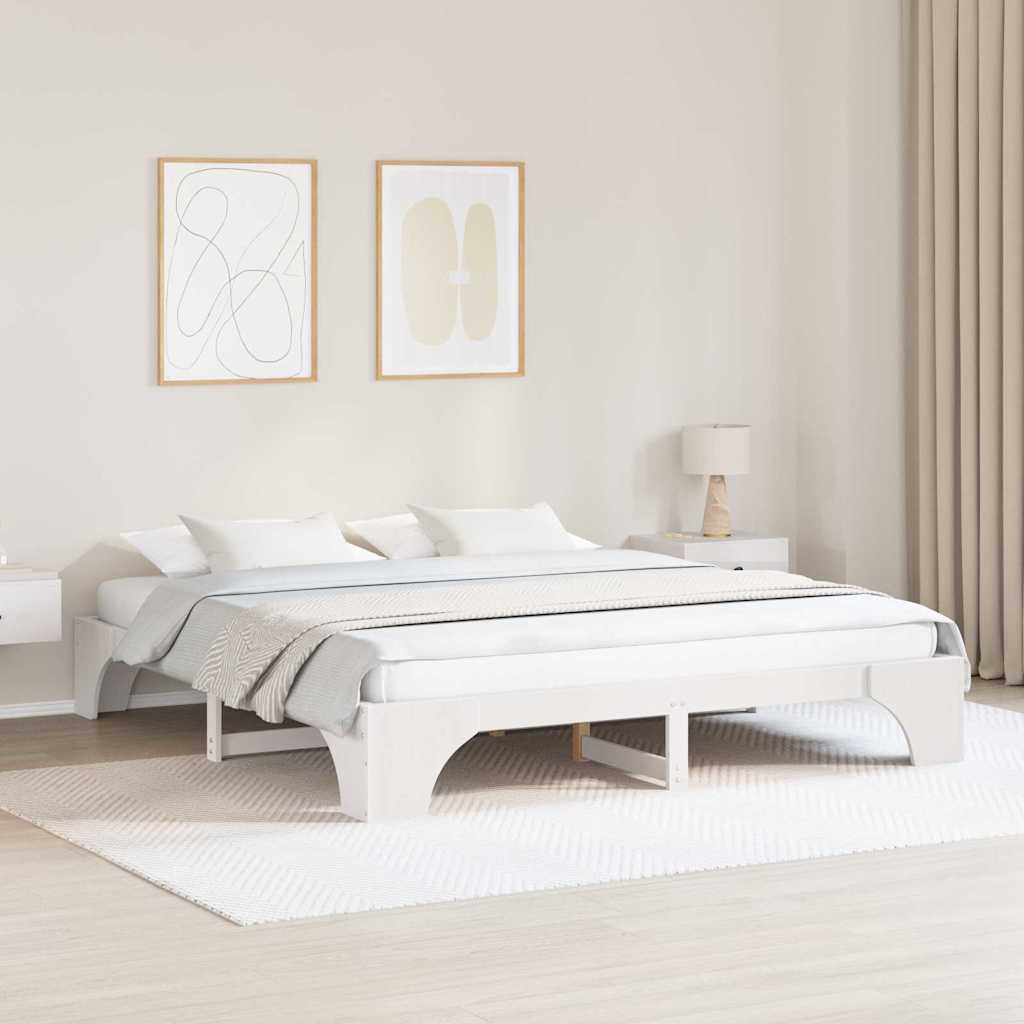 Vidaxl bedframe wit 180 x 200 cm massief grenenhout