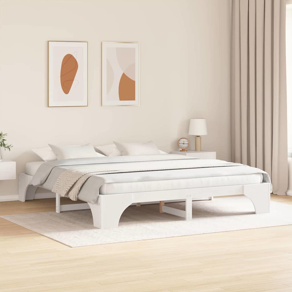 Vidaxl bedframe wit 180 x 200 cm massief grenenhout
